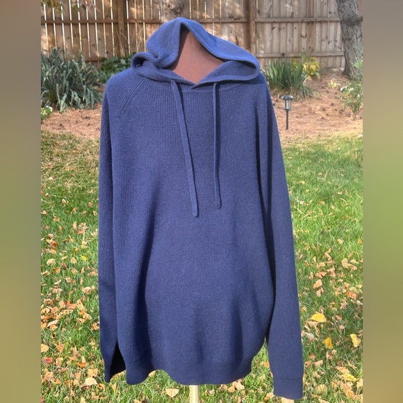 VINEYARD VINES sXL men’s cashmere hoodie sweater-navy-waffle knit-LOOKS NEW-$298